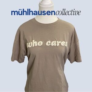 Forever 21 Custom Embroidered “who cares” Tee Size Small by Meeks